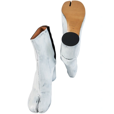 Maison Margiela Tabi Painted Leather Ankle Boots In White