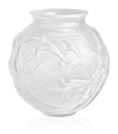 Lalique Medium Crystal Hirondelles Vase (22cm) In Clear