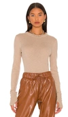 Enza Costa Cashmere Easy Cuffed Crew In Tan