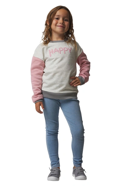 French Connection Kids' Happy Color Block Top & Leggings Set In Oatmeal Heather