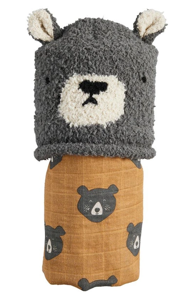 Mud Pie Babies' Bear Blanket & Hat Set In Brown