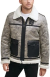 Levi's Faux Fur Collar Moto Jacket In Grey