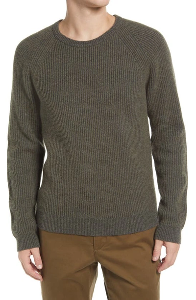 Billy Reid Fisherman Rib Crewneck Sweater In Olive