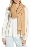 Nordstrom Tissue Weight Wool & Cashmere Scarf In Tan