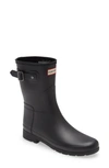 Hunter Rubber Short Buckle Rain Boots In Black/ Black