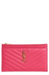 Saint Laurent Monogramme Grain De Poudre Bill Pouch Wallet In Fuxia