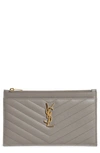 SAINT LAURENT MONOGRAMME QUILTED LEATHER ZIP POUCH,636312BOW01