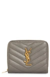 Saint Laurent Monogram Matelassé Leather Wallet In Fog