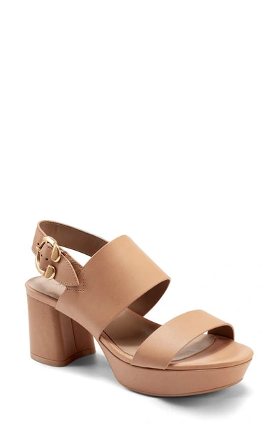 Aerosoles Camera Platform Sandal In Nude Leather