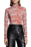 Proenza Schouler White Label Print Jersey Turtleneck In Sky Blue/ Brick