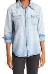 Re/done Blue Denim Sawtooth Western Shirt In Heritage Light