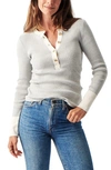 Faherty Mikki Organic Cotton & Cashmere Henley Top In Neutral Color Block
