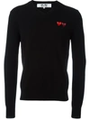 Comme Des Garçons Play Comme Des Garcons Play V Neck Double Emblem Sweater In Black In Black