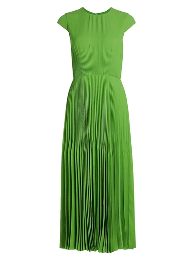 Jason Wu Collection Pleated Soft Crepe Midi Dress In Grasshopper | ModeSens