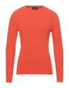 Drumohr Ribbed Crewneck Sweater With Cuffs And Hem In Red