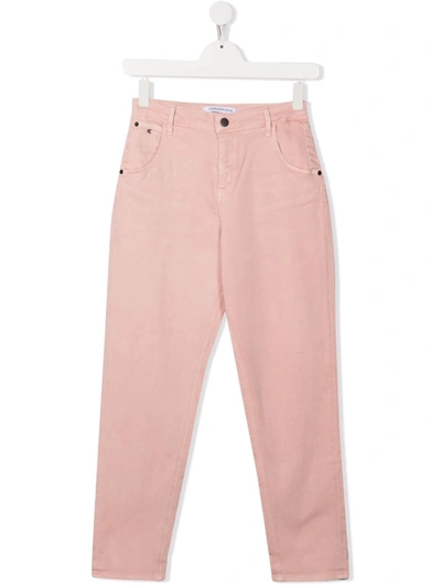 Calvin Klein Kids' Rear Logo-print Trousers In Pink
