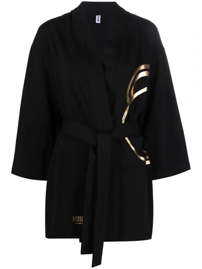 Moschino Teddy Bear-print Dressing Gown In Black