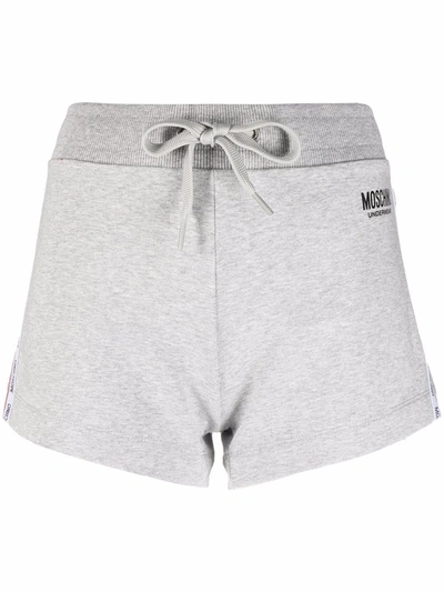 Moschino Logo-tape Lounge Shorts In Grey