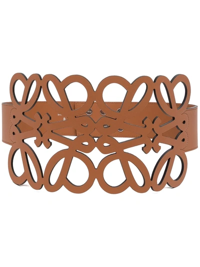 Loewe Anagram Cut-out Leather Belt In Brown