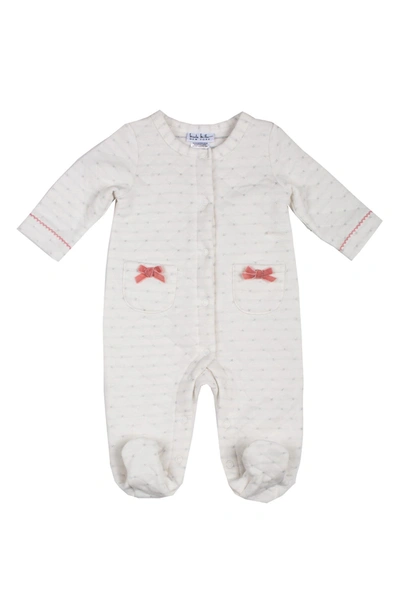 Nicole Miller Babies' Bow Knit Footie In Ivory