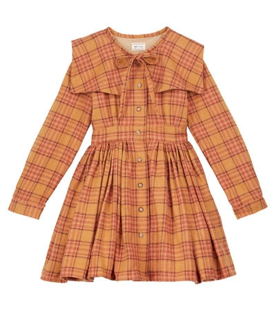 Morley Kids' Odille Melton Checked Cotton Dress In Orange