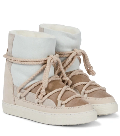 Inuikii Shearling-lined Leather Ankle Boots In White