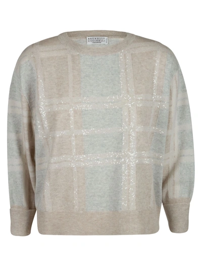 Brunello Cucinelli Check Sweater In Brown