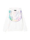 VERSACE WHITE SWEATSHIRT WITH HOOD AND MULTICOLOR PRINT KIDS,10003521A01337 2W070