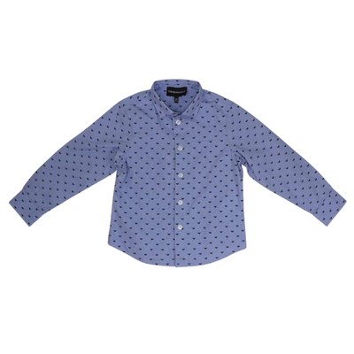 Emporio Armani Kids' Cotton Shirt In Light Blue