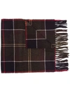 Barbour Check-print Frayed-edge Scarf In Verde+blu