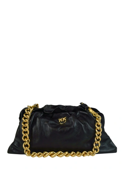 Pinko Chain Clutch Framed Hobo Bag In Black