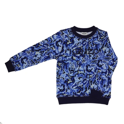 Kenzo Kids' Tiger-motif Cotton Sweatshirt In Blue