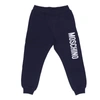 Moschino Kids' Logo Print Cotton Sweatpants In Navy