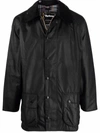 Barbour Bedale Waxed Cotton Jacket In Nero