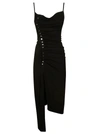 Rabanne Studded Gathered Metallic-jersey Dress In Black