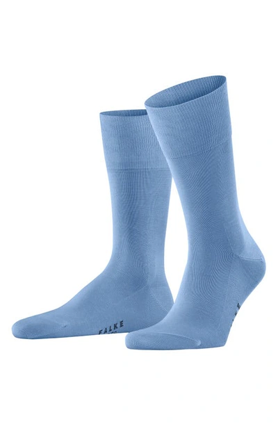 Falke Brand-print Ribbed-trim Wool-blend Socks In Cornflower