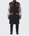 Burberry Men's Extended-pocket Varsity Jacket In Deep Maroon