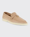 Loro Piana Summer Charms Walk Suede Loafers In Sandstone