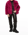 Apparis Long-sleeved Faux-fur Coat In Raspberry