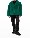 Apparis Milly Faux Fur Short Coat In Verdant Green