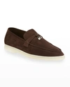 Loro Piana Summer Charms Walk Suede Loafers In Chocolate