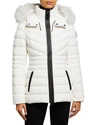 Mackage Pasty Lightweight Down Stretch Coat With Fur Ruff In Navy