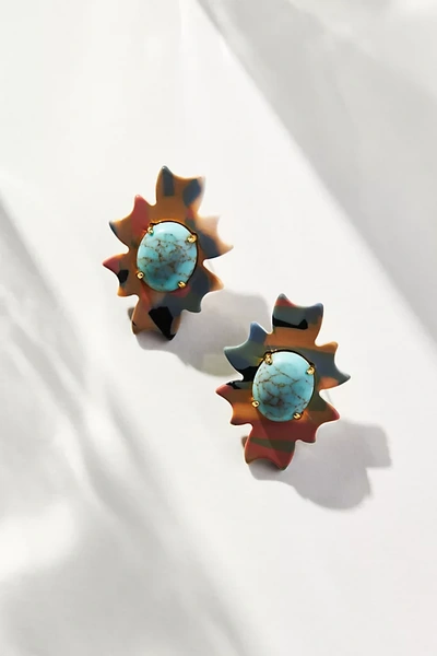 Lele Sadoughi Stone Button Post Earrings In Blue