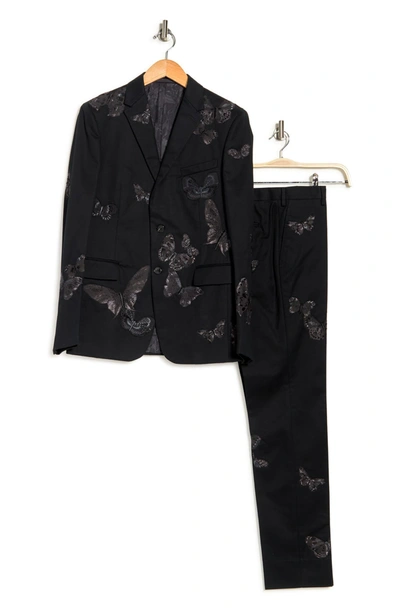 【VALENTINO】butterfly embroidery suits Valentino Butterfly Embroidery Two Button Notch Lapel Suit