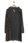 Go Couture Wrap Front Cardigan In Charcoal Print 2