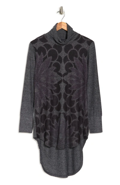 Go Couture Lion Turtleneck Tunic In Charcoal Print 5