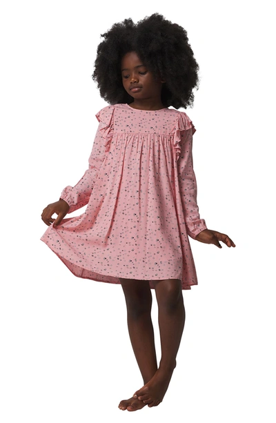 French Connection Kids' Allover Print Woven Ruffle Dress In Rose Blush