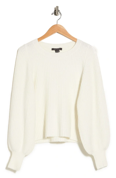 French Connection Sophia Ribbed Balloon Sleeve Sweater In Winter White