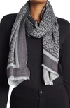 Calvin Klein Ck Brand Logo Chain Monogram Pashmina Scarf In Black