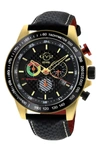 Gevril Gv2 Scuderia White Dial Black Leather Chronograph Date Watch, 45mm